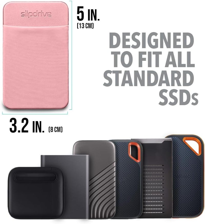 Slipdrive حافظة قرص صلب محمولة للكمبيوتر المحمول - قرص صلب SSD - لاصق قابل لإعادة الاستخدام - 5 بوصة × 3.2 بوصة - حقيبة حمل خارجية للقرص الصلب - حقيبة سفر (صغيرة، وردية) - Image 2